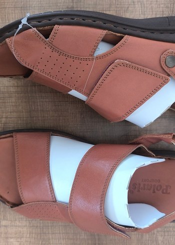 Kahverengi Hakiki  Deri Erkek Sandalet - Görsel 2