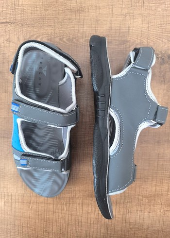 Mavi Gri Cırt Cırtlı Erkek Spor Sandalet - Görsel 3