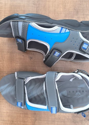 Mavi Gri Cırt Cırtlı Erkek Spor Sandalet - Görsel 2