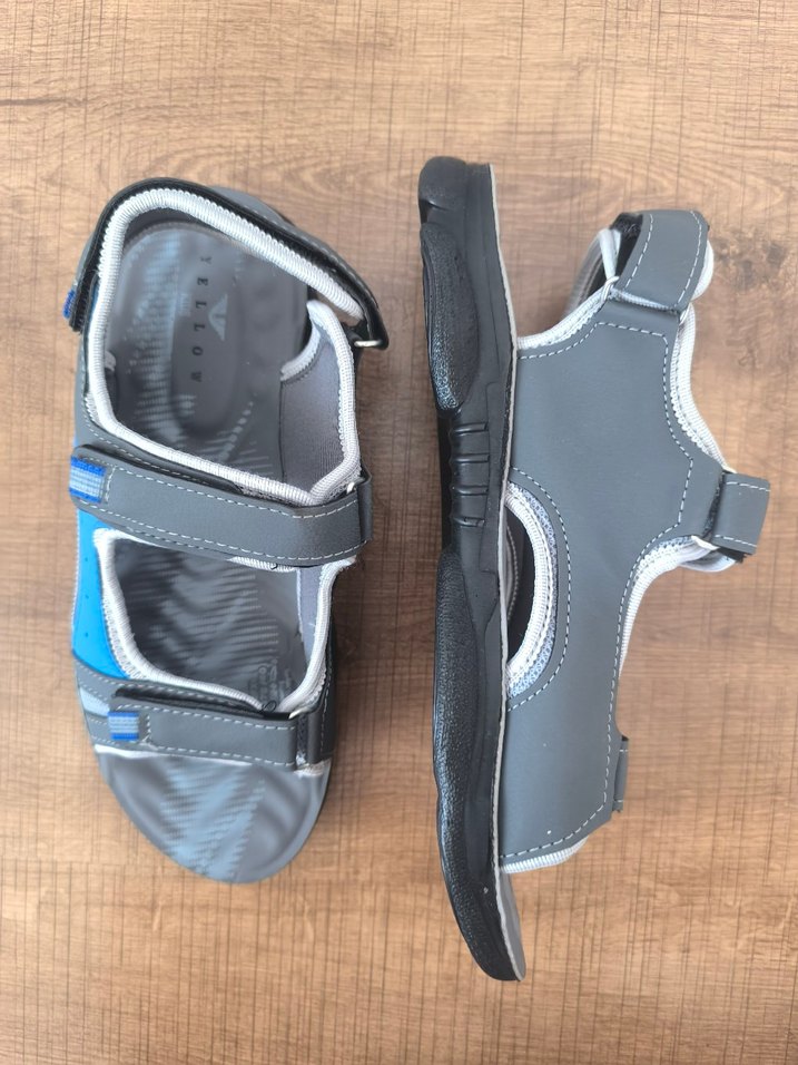 Mavi Gri Cırt Cırtlı Erkek Spor Sandalet - Görsel 3