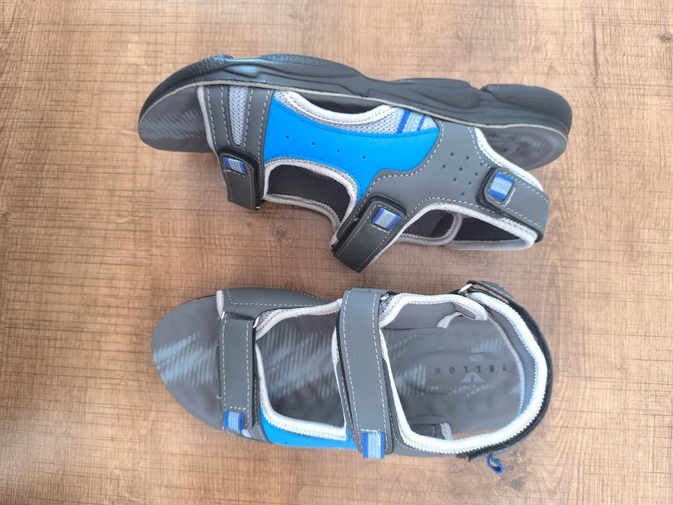 Mavi Gri Cırt Cırtlı Erkek Spor Sandalet - Görsel 2