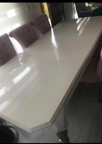 Beyaz Modern Klasik Masa - Görsel 5