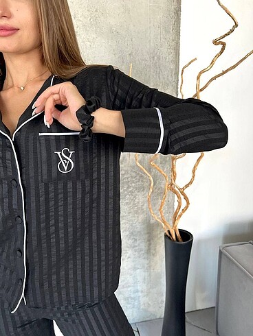 s Beden siyah Renk Pamuklu pijama takımı
