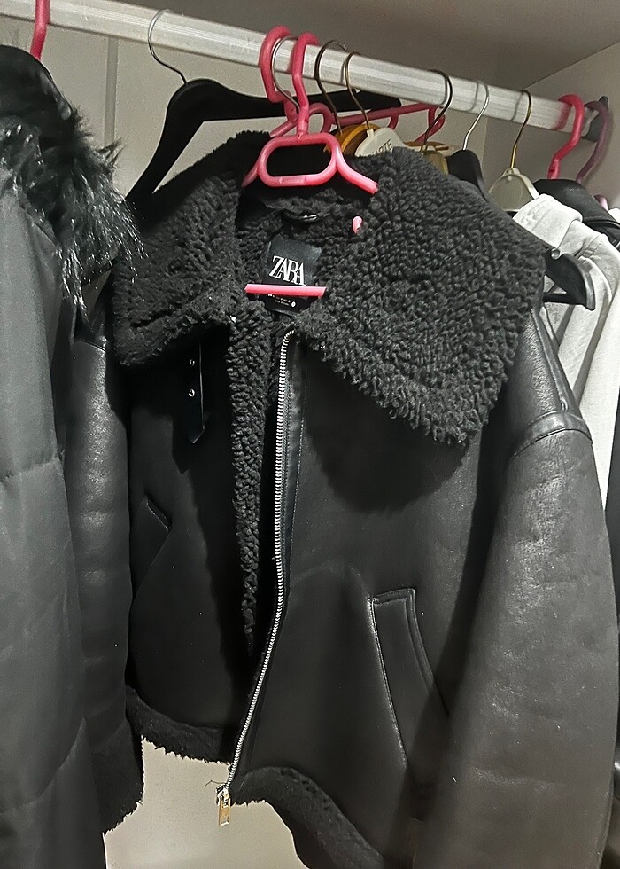 Zara kürklü ceket - Görsel 3