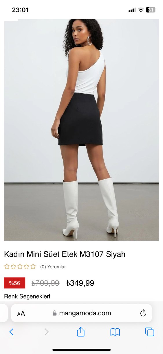 Kadın Siyah Mini Süet Etek - Görsel 2