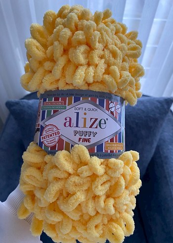 Alize Puffy Sarı Peluş İp 5 adet - Görsel 2
