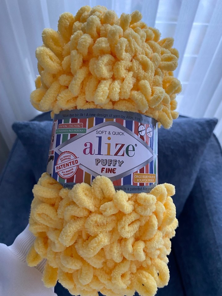 Alize Puffy Sarı Peluş İp 5 adet - Görsel 2