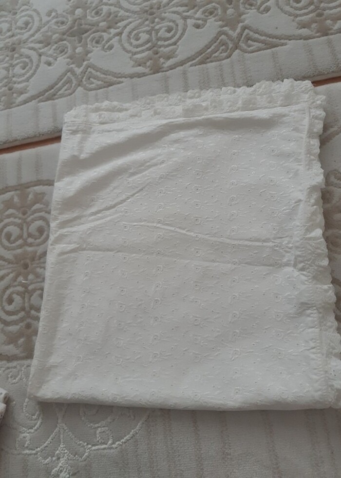 Beyaz pamuklu bebek battaniye - Görsel 4