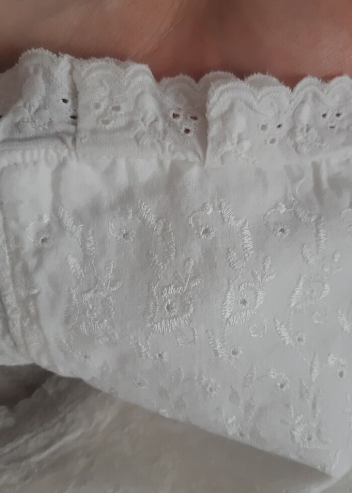 Beyaz pamuklu bebek battaniye - Görsel 5