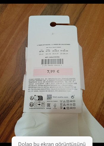 oysho kafın Çorabı 3'lü Pamuk - Görsel 3