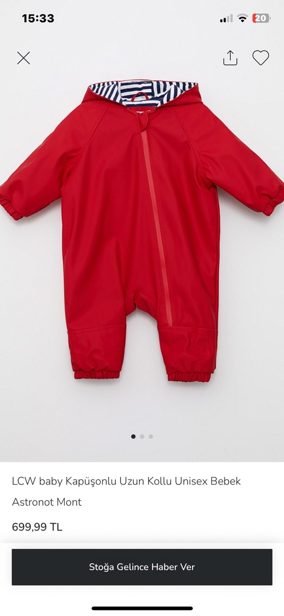 Kırmızı Kapüşonlu Bebek astronot mont - Görsel 4