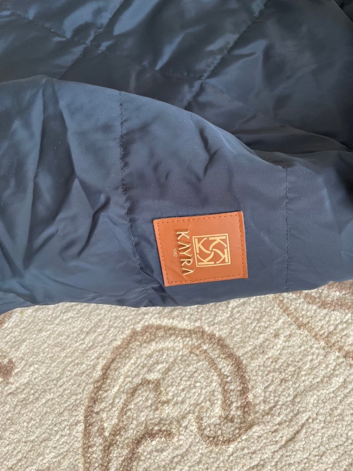 Kemerli Lacivert Uzun Kaz Tüyü Mont - Görsel 4