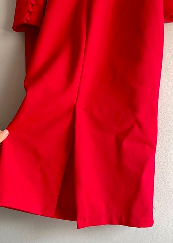 Düğmeli Kırmızı Uzun Kollu Midi Elbise - Görsel 6