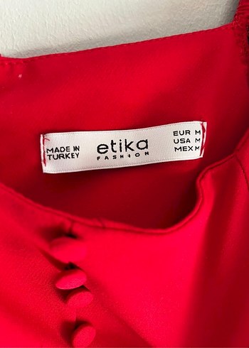 Düğmeli Kırmızı Uzun Kollu Midi Elbise - Görsel 5