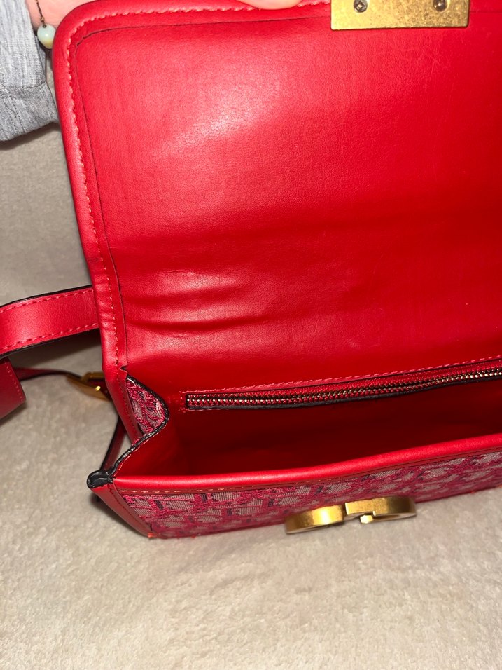 Klasik Kırmızı Baskılı Deri Kadın Çanta - Görsel 2