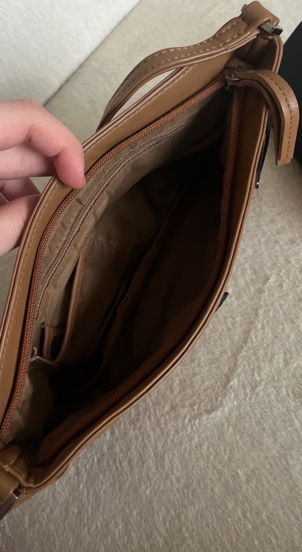 Vintage Bej deri baget çanta - Görsel 3