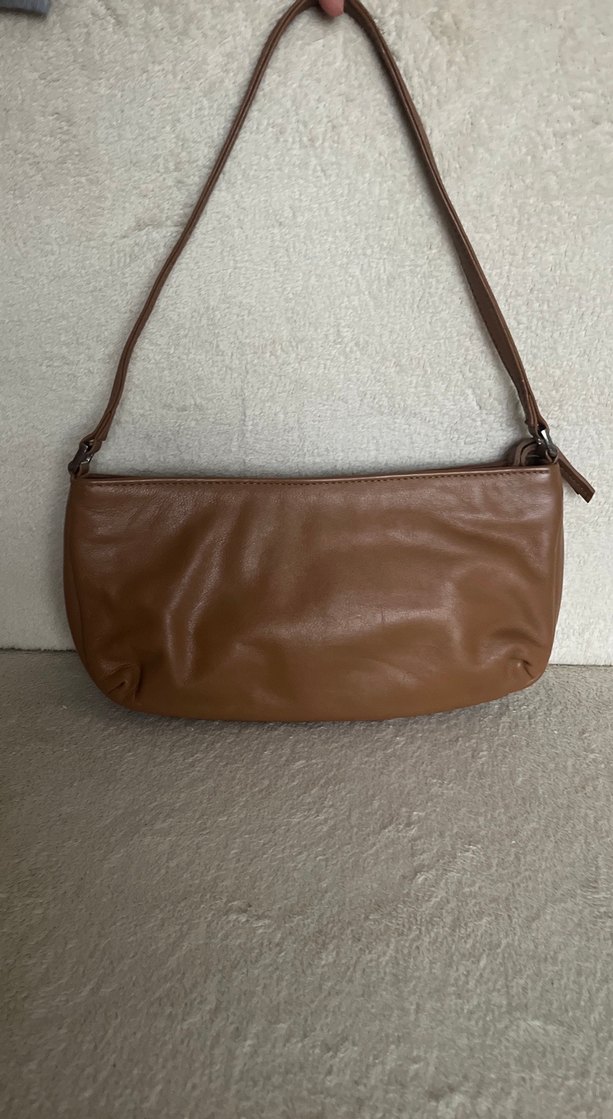 Vintage Bej deri baget çanta - Görsel 2