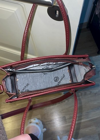 Bordo Deri Fermuarlı Kadın Çanta - Görsel 2