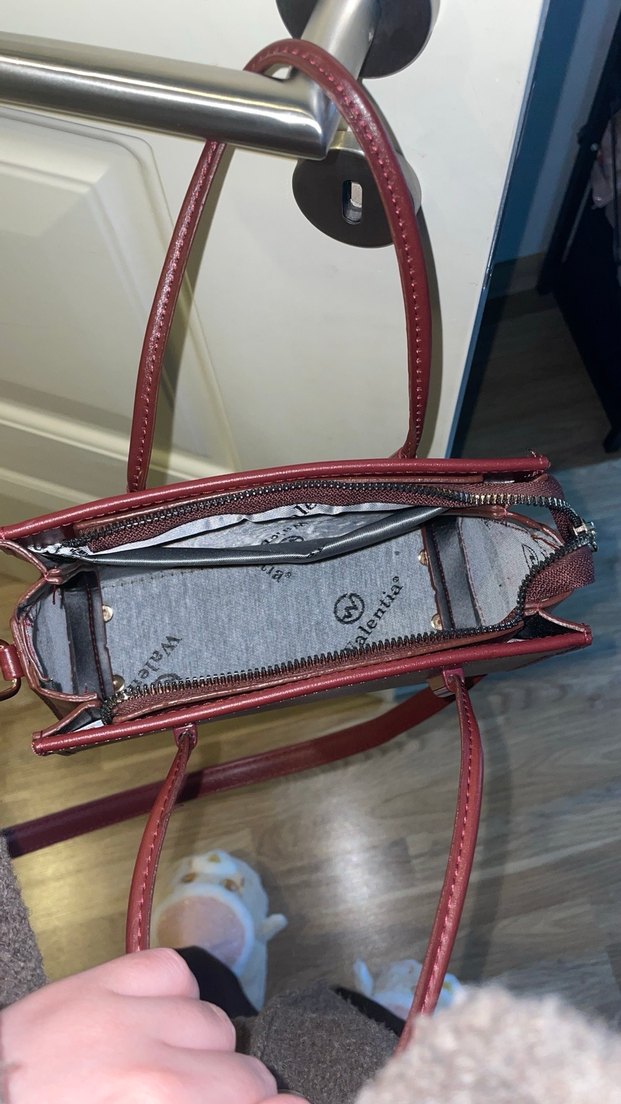 Bordo Deri Fermuarlı Kadın Çanta - Görsel 2