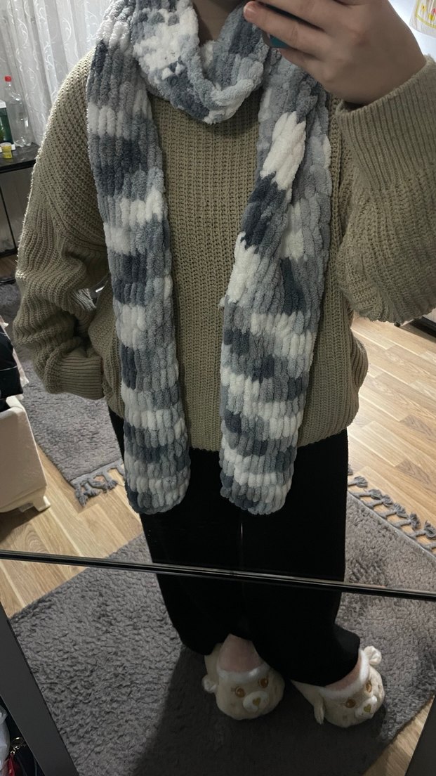 Örgü puffy atkı (açıklama!) - Görsel 4