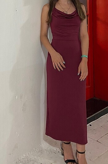 xs Beden bordo Renk Mudo Elbise