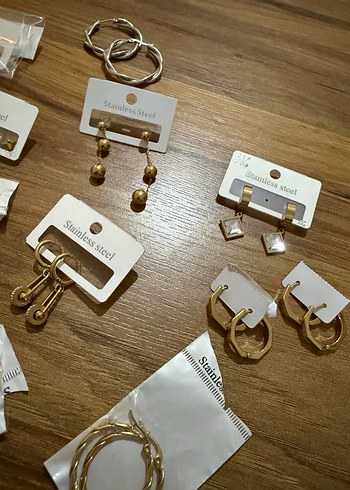 17 adet toplu sıfır çelik küpeler bitiriyorum - Görsel 4