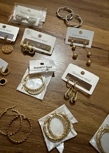 17 adet toplu sıfır çelik küpeler bitiriyorum - Görsel 3