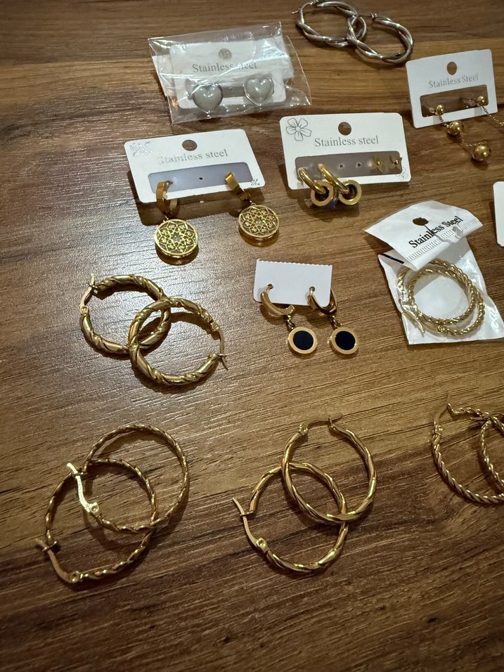 17 adet toplu sıfır çelik küpeler bitiriyorum - Görsel 2