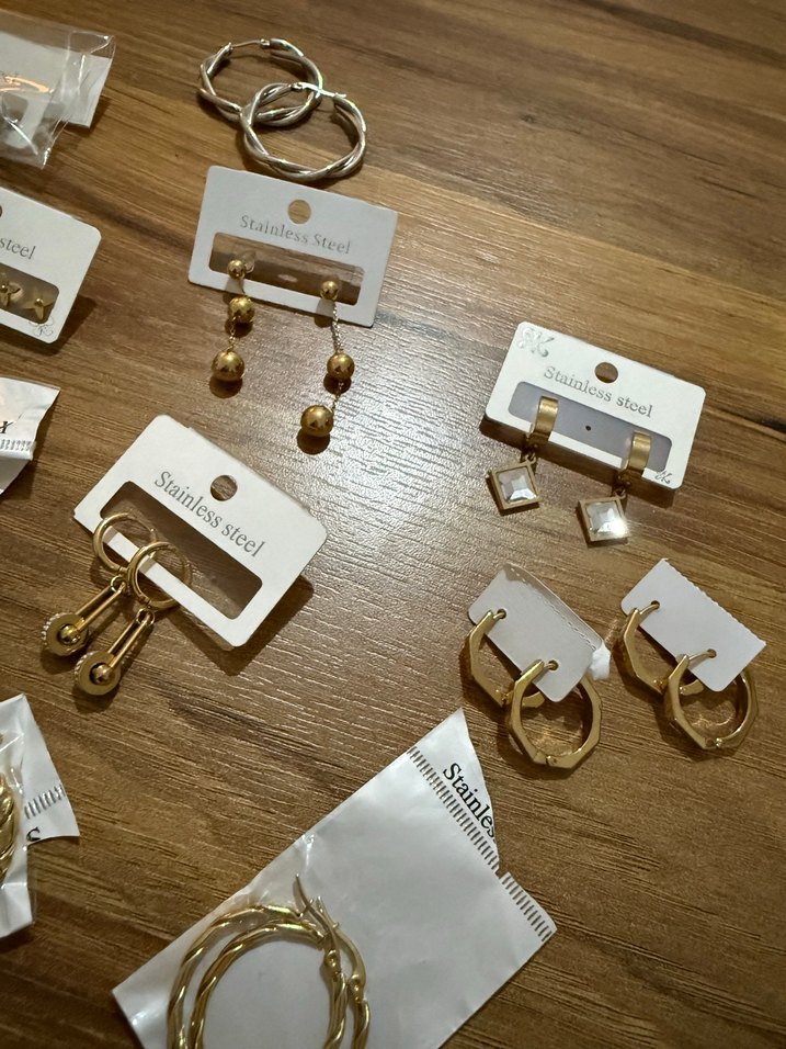 17 adet toplu sıfır çelik küpeler bitiriyorum - Görsel 4