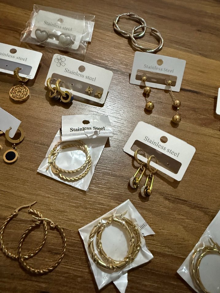 17 adet toplu sıfır çelik küpeler bitiriyorum - Görsel 3