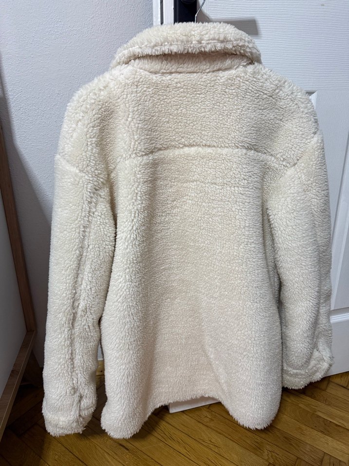 Beyaz Peluş mont - Görsel 2