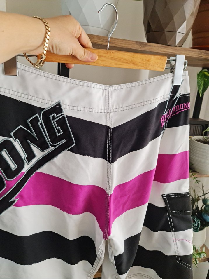 Koyu Pembe Çizgili Erkek Mini Şort - Görsel 4