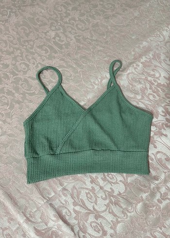 s Beden yeşil Renk Yeşil İnce Askılı Crop