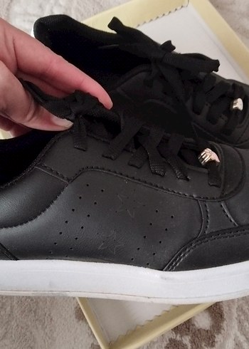 Siyah Bağcıklı Kadın Spor Ayakkabı sneaker - Görsel 2