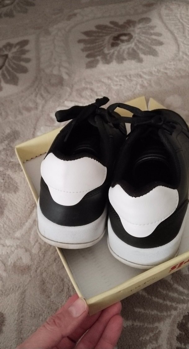 Siyah Bağcıklı Kadın Spor Ayakkabı sneaker - Görsel 3