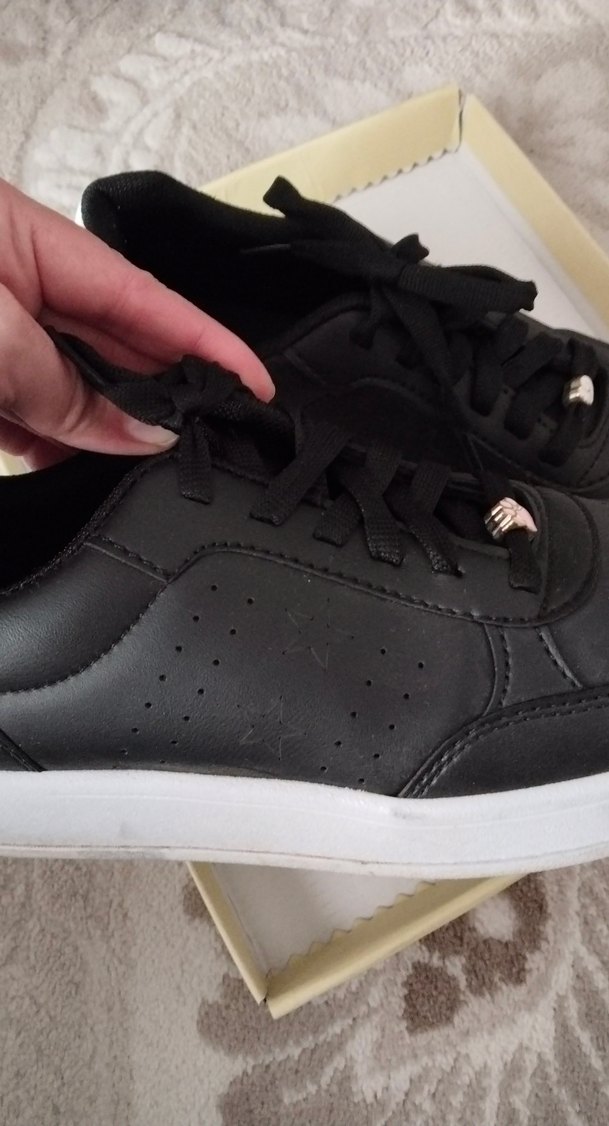 Siyah Bağcıklı Kadın Spor Ayakkabı sneaker - Görsel 2