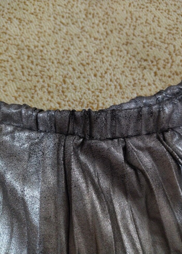 Gümüş rengi, Pileli etek  - Görsel 3