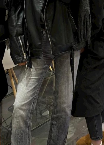 D98 Vintage Efektli Gri Straight Fit Jean - Görsel 4