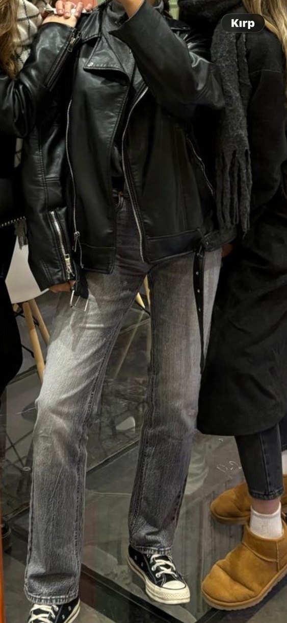 D98 Vintage Efektli Gri Straight Fit Jean - Görsel 4