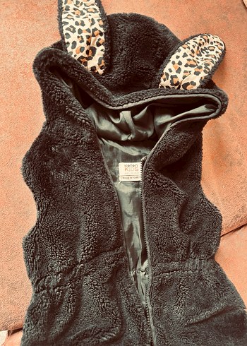 Kız Çocuk Siyah Peluş Yelek - Görsel 3