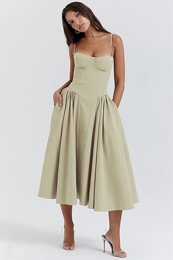 Flare midi elbise