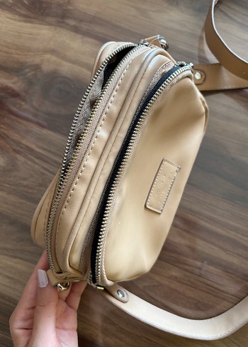 Bej Kadın Deri Bel Çantası - Görsel 3