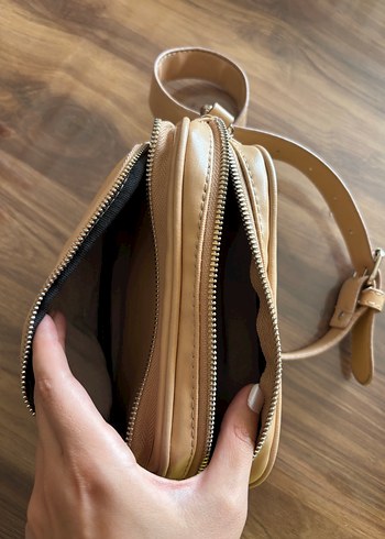 Bej Kadın Deri Bel Çantası - Görsel 5