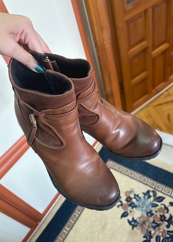 Kahverengi Kadın Deri Topuklu Bot - Görsel 2