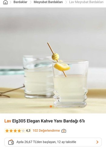 Lav Şeffaf Kare Tasarımlı Cam Bardak Seti LAV ELEGAN SERİSİ 12 ADET