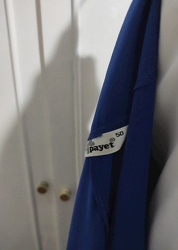 Uzun Kollu Mavi  ve beyaz payetli abiye ceket ve bluz - Görsel 7