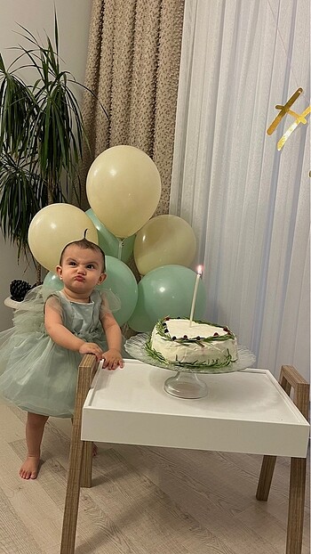 12-18 Ay Beden yeşil Renk Gelinlik