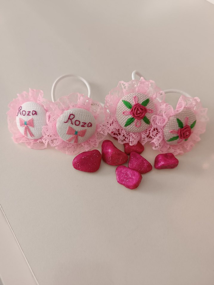 Pembe Dantelli Nakışlı Çocuk Saç Tokası - Görsel 2