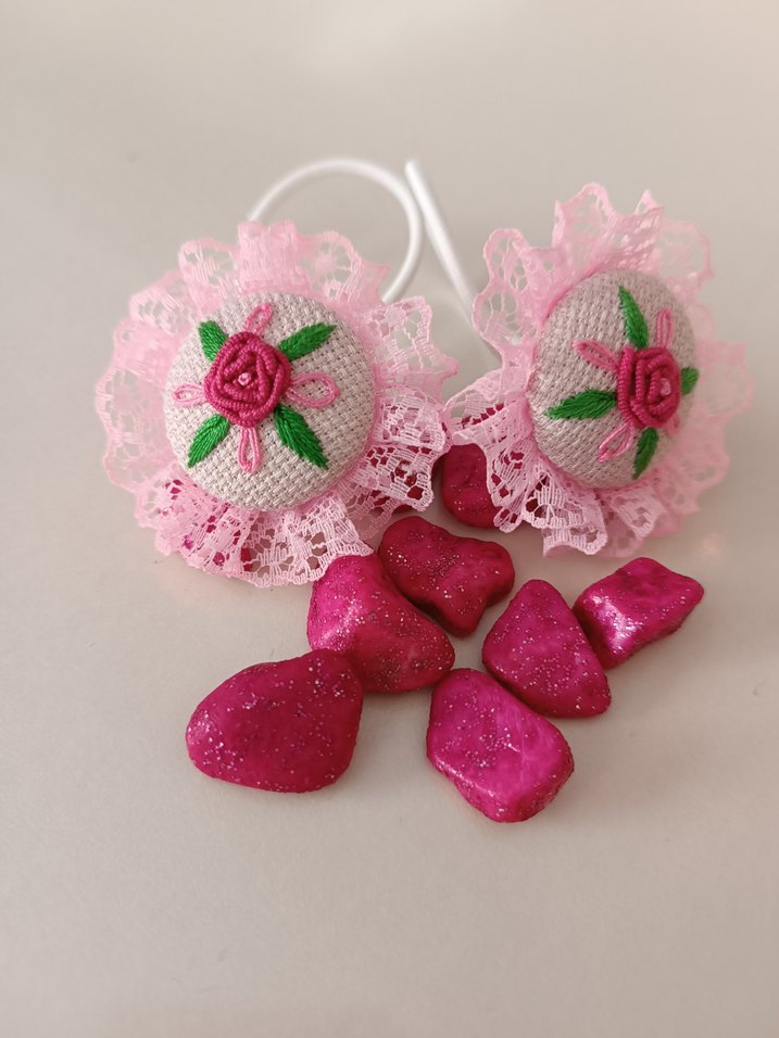 Pembe Dantelli Nakışlı Çocuk Saç Tokası - Görsel 4