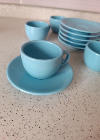 Pastel Mavi Mini Fincan ve Tabak Seti - Görsel 5